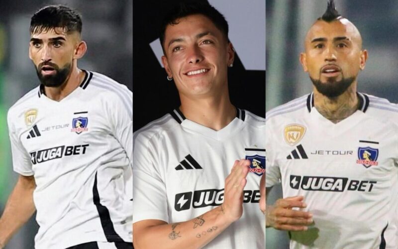 Emiliano Amor, Cristián Zavala y Arturo Vidal con la camiseta de Colo-Colo. Contrato.
