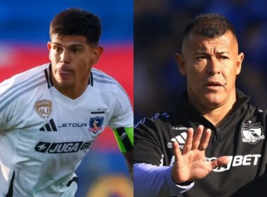 Esteban Pavez y Jorge Almirón durante el Superclásico.
