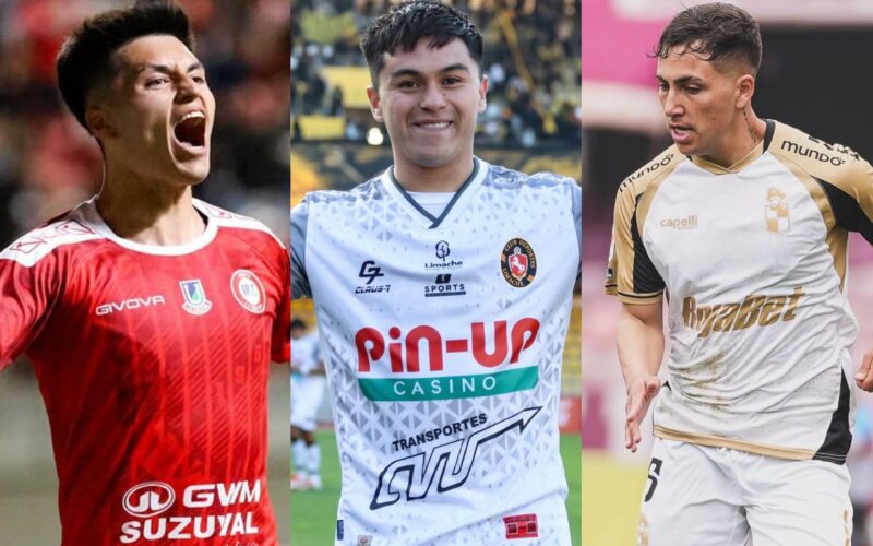Felipe Yáñez, Bastián Silva y Enzo Riquelme con las camisetas de Unión la Calera, Deportes Limache y Coquimbo Unido, con quienes suman minutos Sub-21.