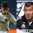 Primer plano a Francisco Marchant y Jorge Almirón con indumentaria de Colo-Colo.