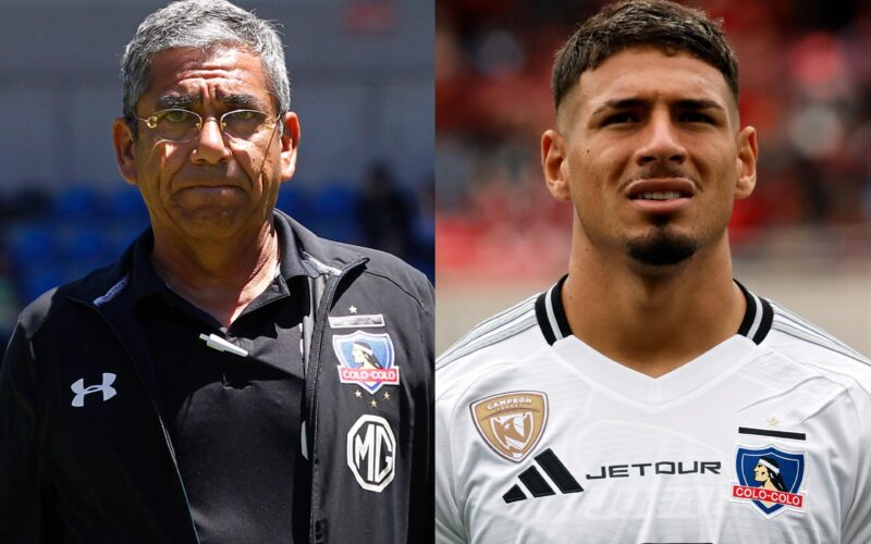 Gualberto Jara y Alan Saldivia con indumentaria de Colo-Colo.