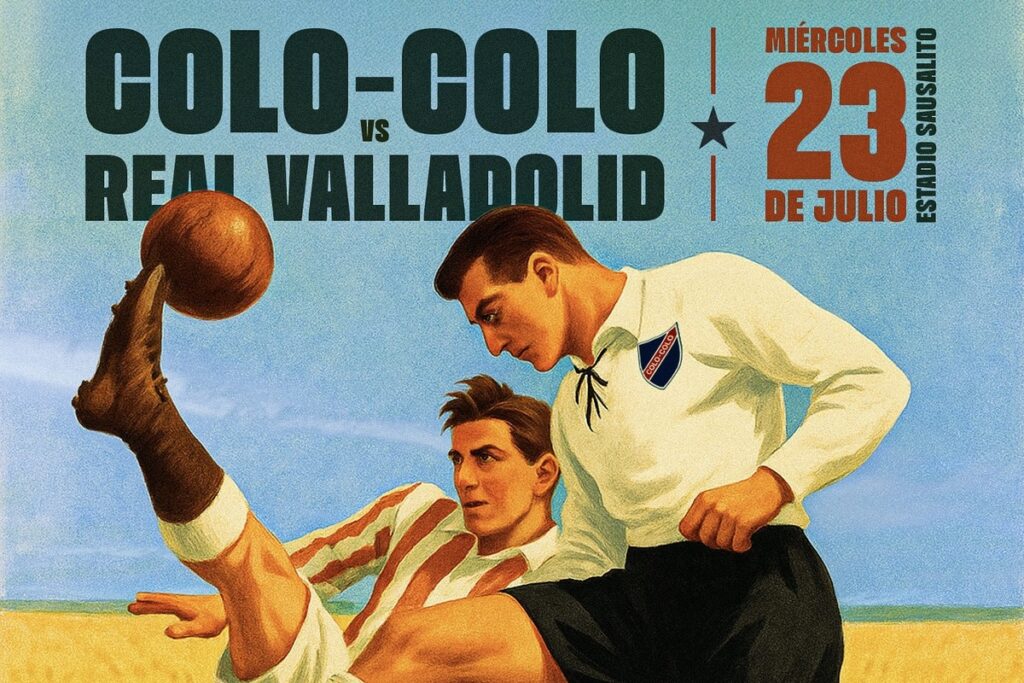 Afiche oficial del partido amistoso entre Colo-Colo y Real Valladolid.