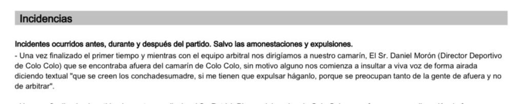 Informe arbitral del juez Nicolás Gamboa en contra de Daniel Morón.