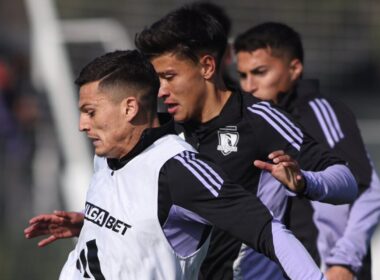 Jugadores de Colo-Colo durante un entrenamiento.