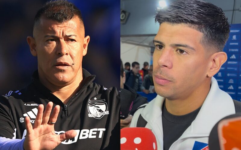 Jorge Almirón y Esteban Pavez con indumentaria de Colo-Colo en el Superclásico.