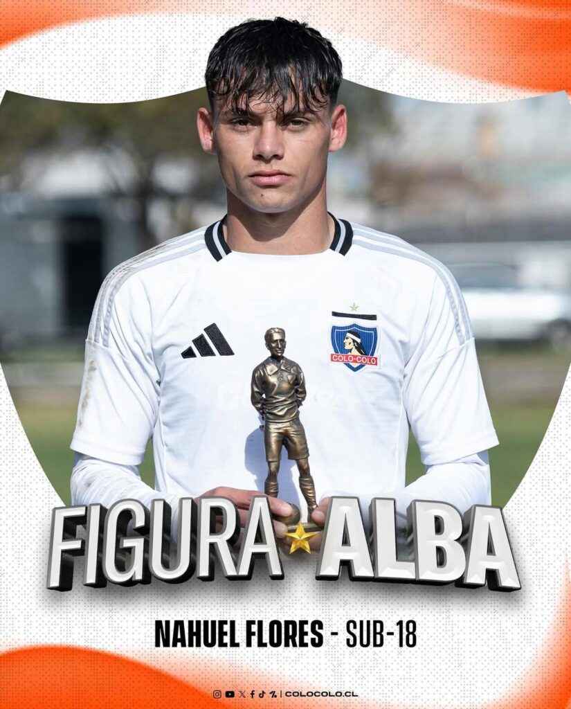 Gráfica de Nahuel Flores, como figura alba con Colo-Colo Sub-18.