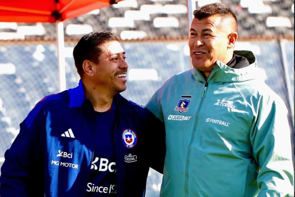 Nicolás Córdova y Jorge Almirón en el amistoso ante la Selección Chilena Sub-20.