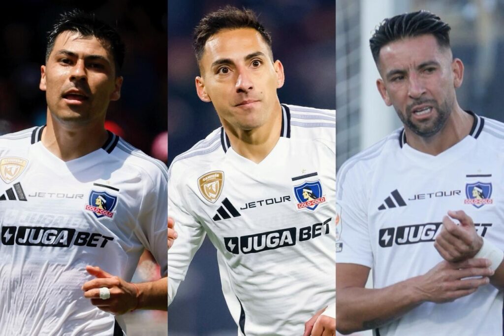 Tomás Alarcón, Javier Correa y Mauricio Isla con la camiseta de Colo-Colo. parte médico.